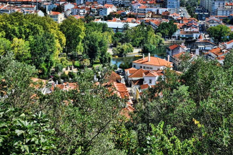 Panoramic View of Tomar and Mouchão Park in Portugal